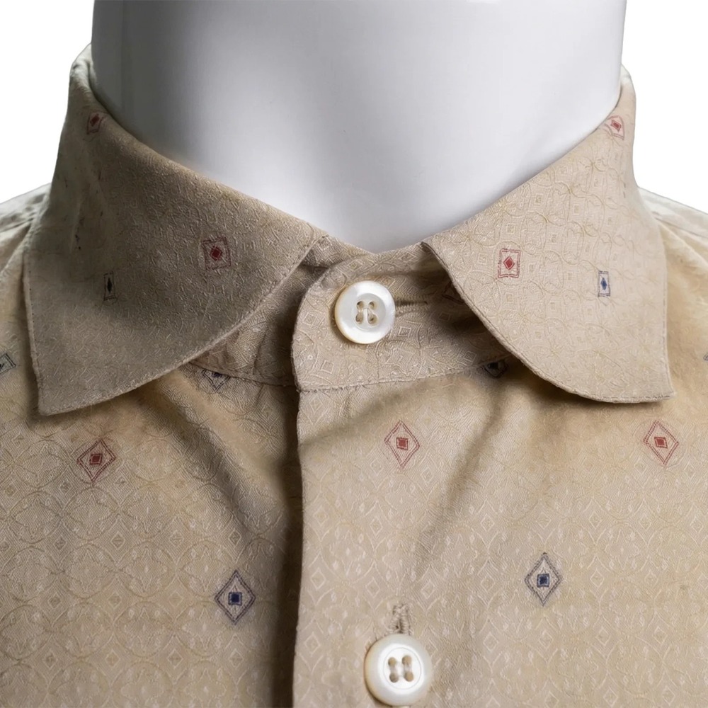 Prada Button Up Shirt SS17 Stretch Cotton Poplin Geometric Archive Men's 42 16.5 - Picture 3 of 7